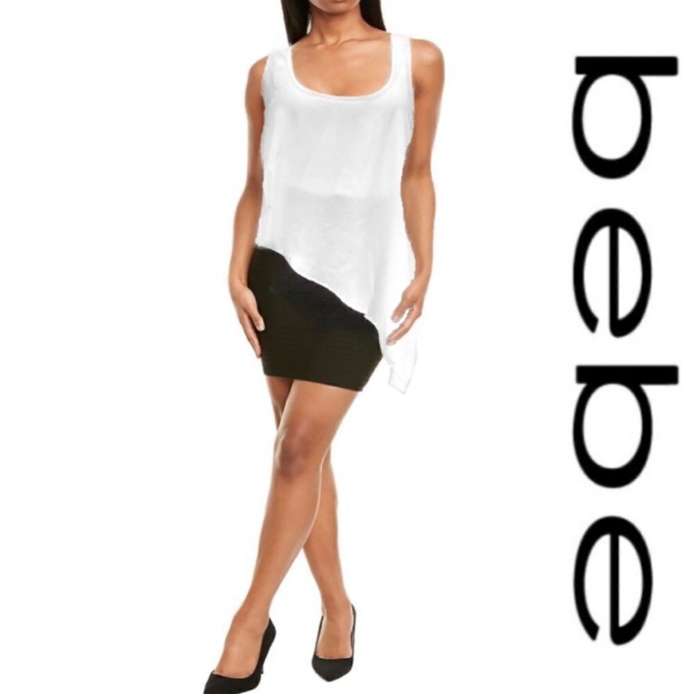 Bebe Asymmetrical Layered Draped Bandage Dress